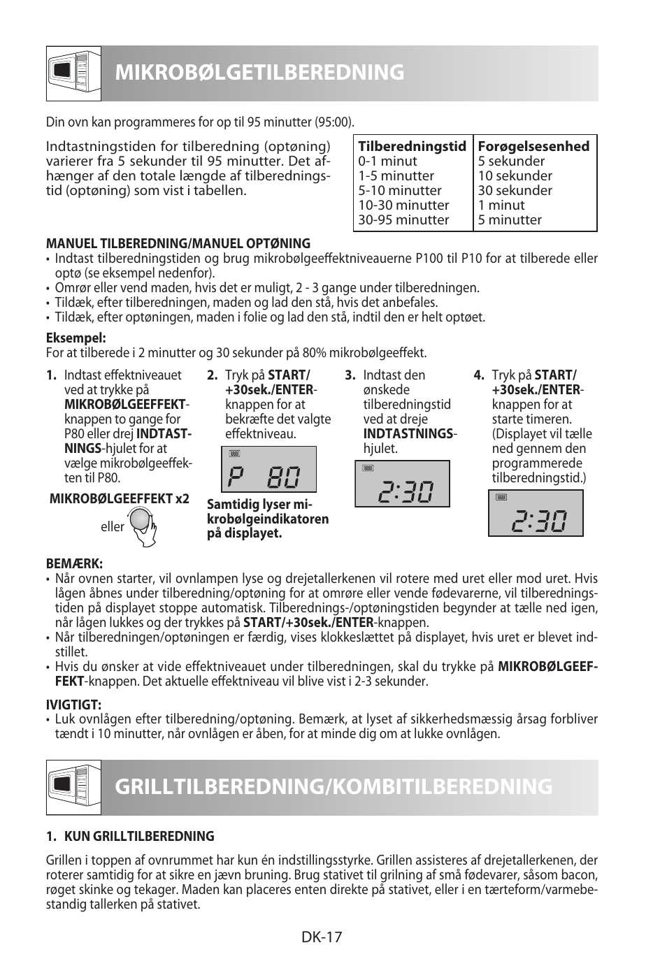 Mikrobølgetilberedning, Grilltilberedning/kombitilberedning | Sharp R-922STWE User Manual | Page 176 / 266