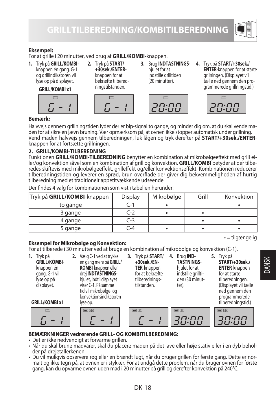 Grilltilberedning/kombitilberedning, Da ns k | Sharp R-922STWE User Manual | Page 177 / 266