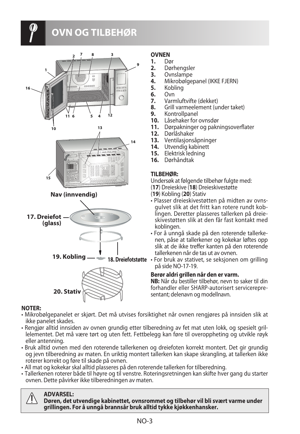 Ovn og tilbehør, No-3 | Sharp R-922STWE User Manual | Page 188 / 266