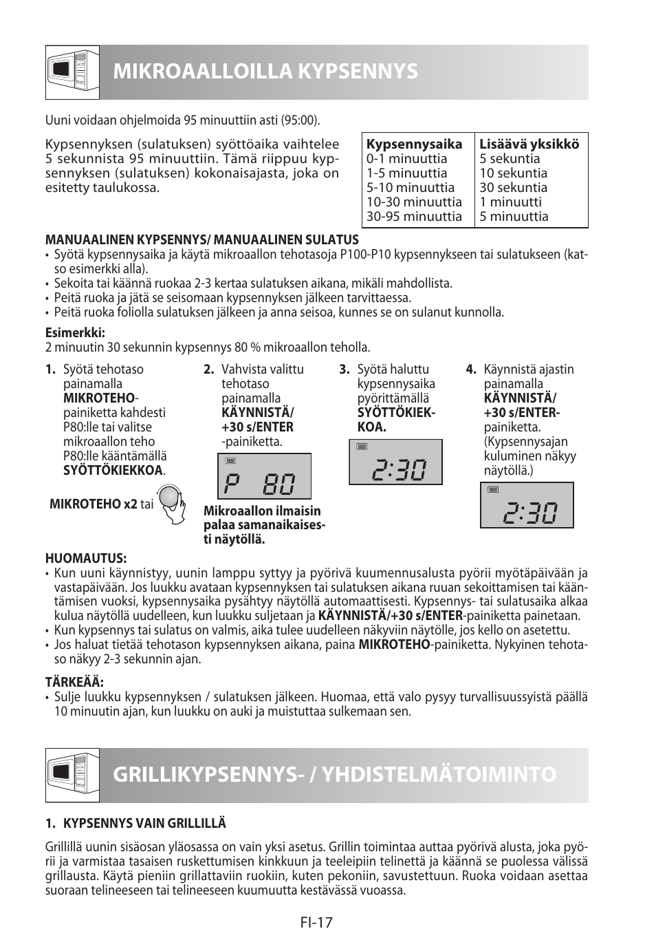 Mikroaalloilla kypsennys, Grillikypsennys- / yhdistelmätoiminto | Sharp R-922STWE User Manual | Page 228 / 266