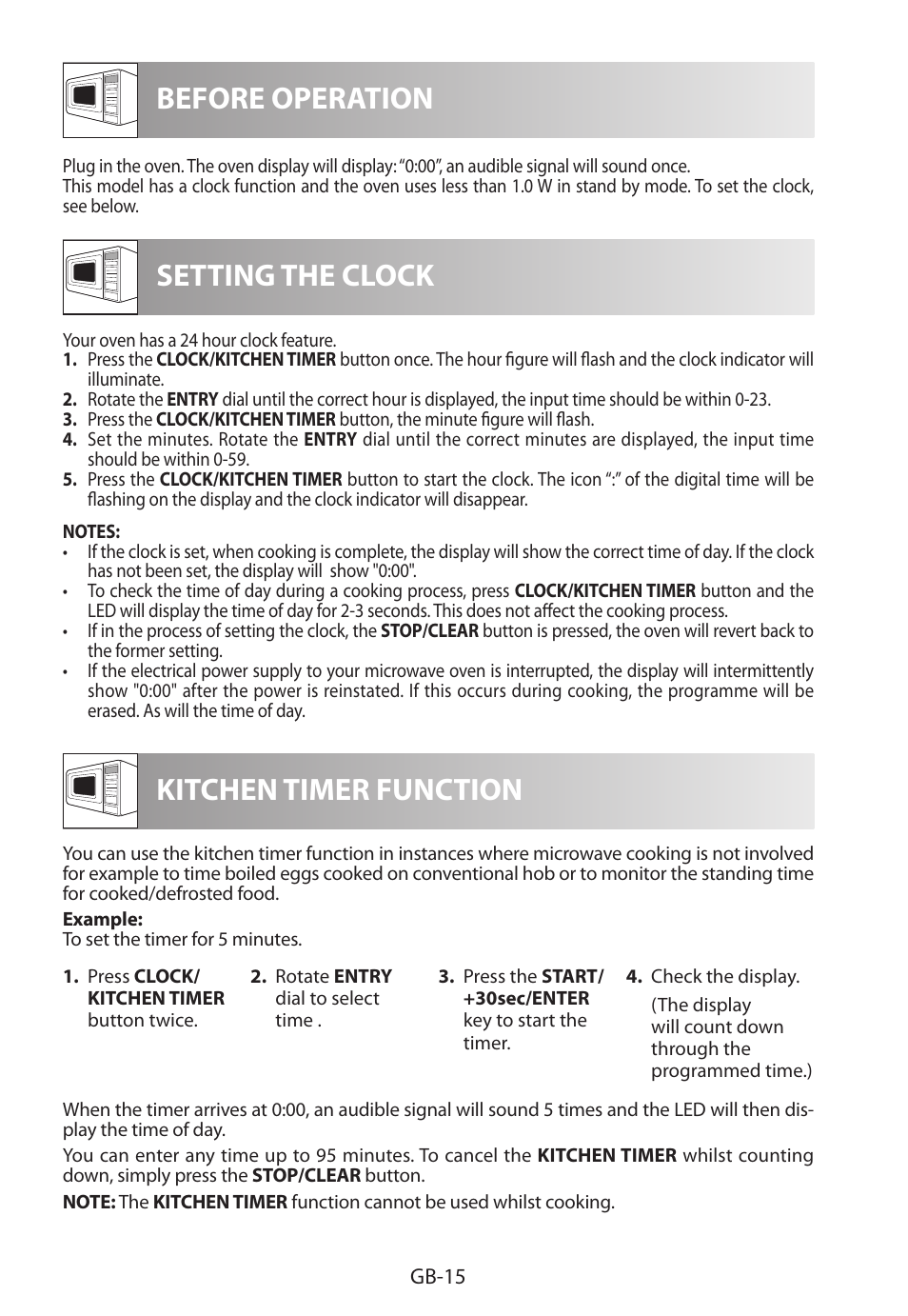 Before operation setting the clock, Kitchen timer function | Sharp R-922STWE User Manual | Page 252 / 266