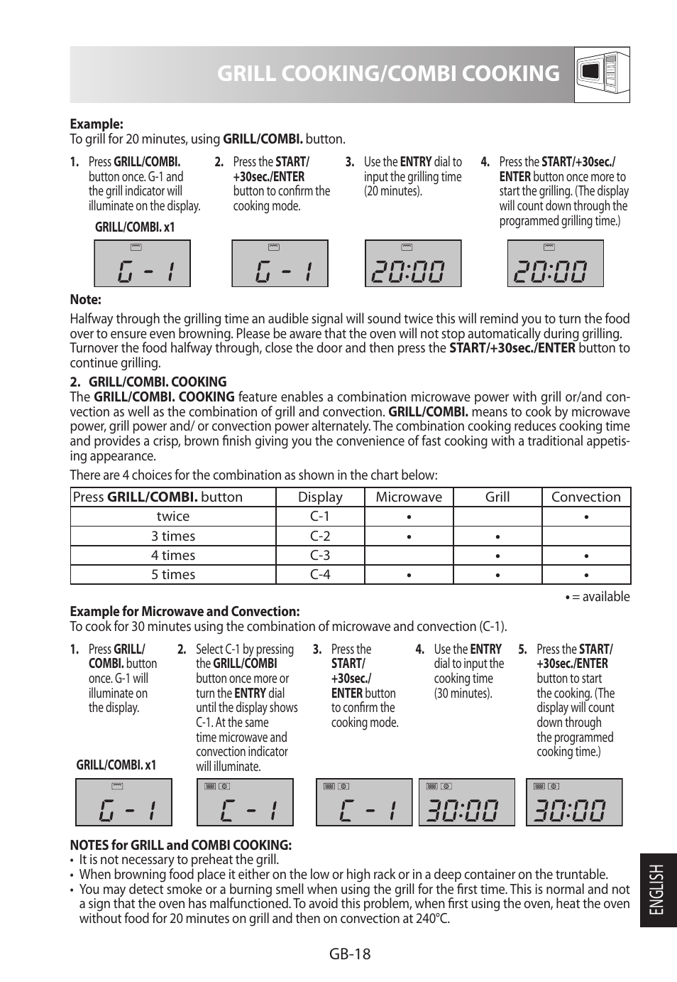 Grill cooking/combi cooking, English | Sharp R-922STWE User Manual | Page 255 / 266