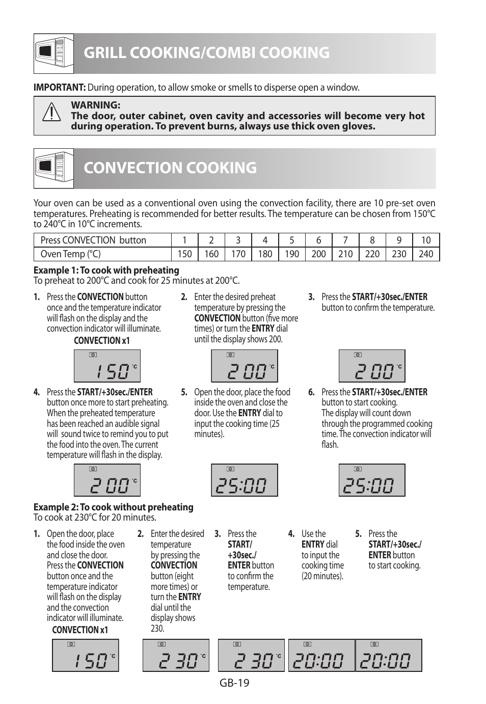 Grill cooking/combi cooking, Convection cooking | Sharp R-922STWE User Manual | Page 256 / 266
