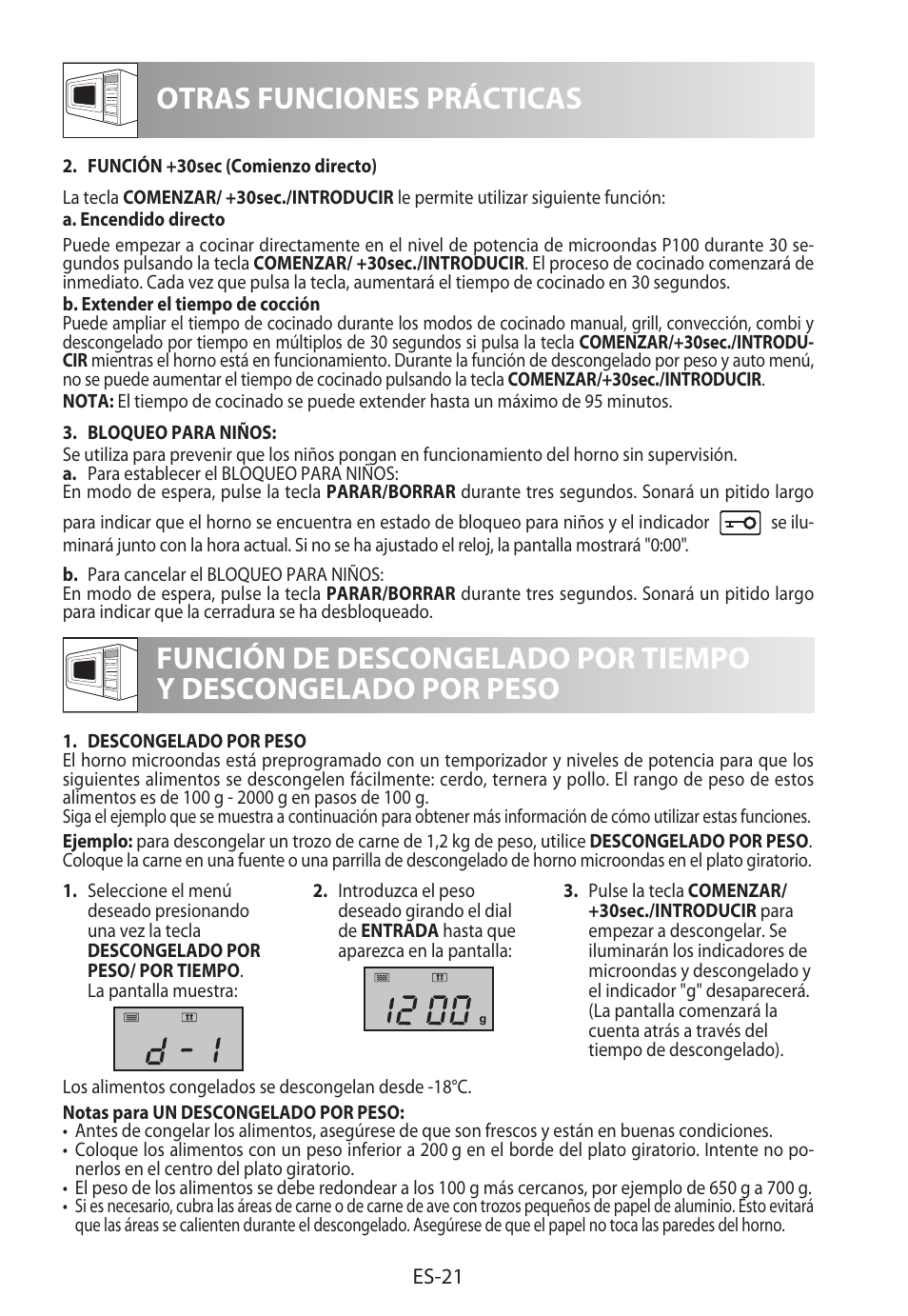 Otras funciones prácticas | Sharp R-922STWE User Manual | Page 50 / 266