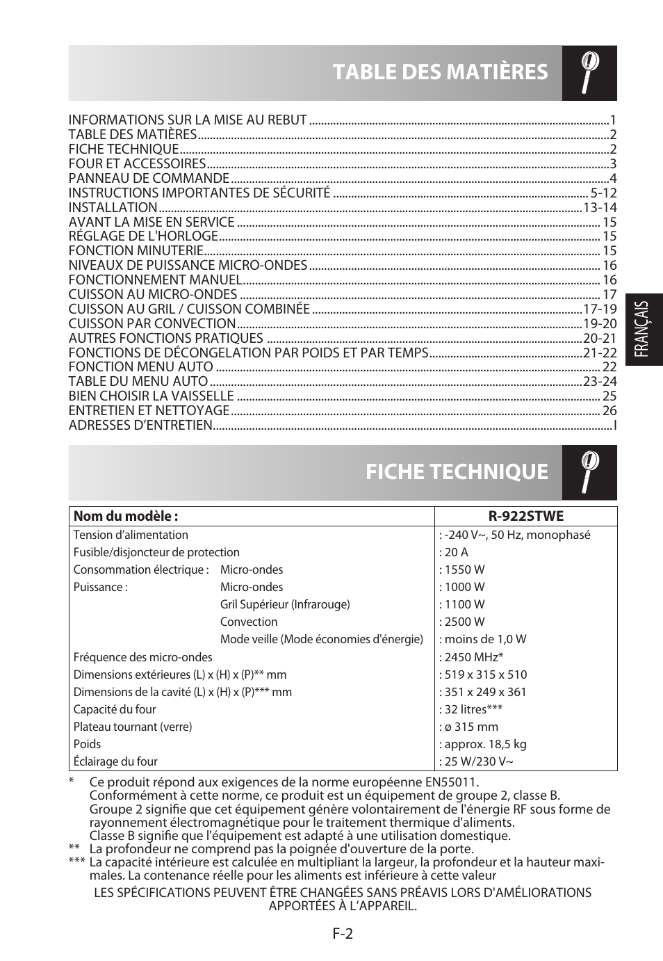 Sharp R-922STWE User Manual | Page 57 / 266