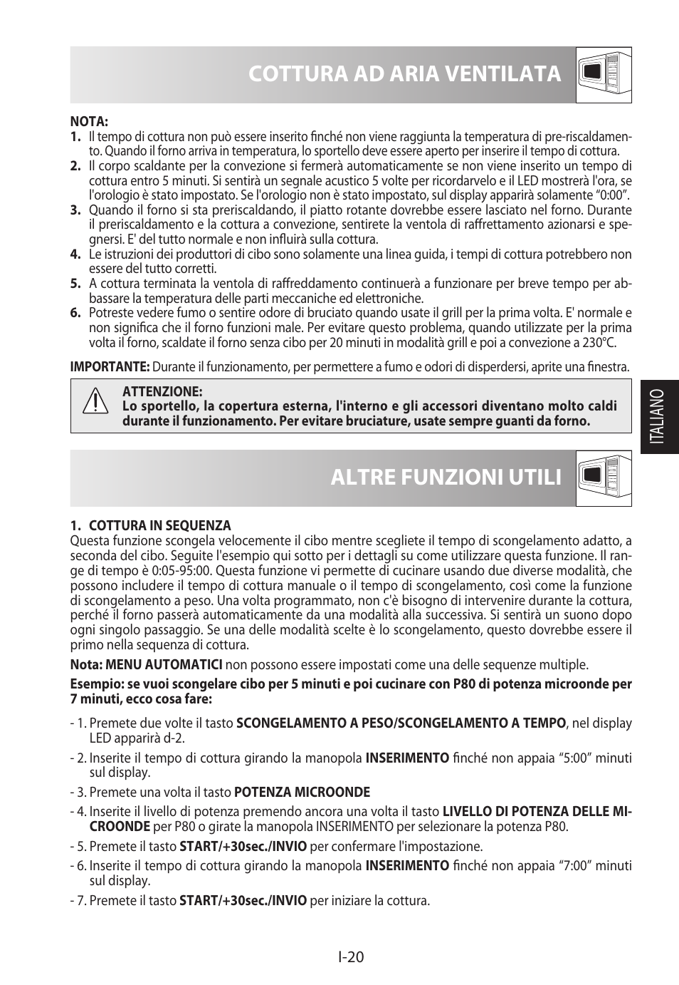 Cottura ad aria ventilata, Altre funzioni utili, It aliano | Sharp R-982STWE User Manual | Page 101 / 266