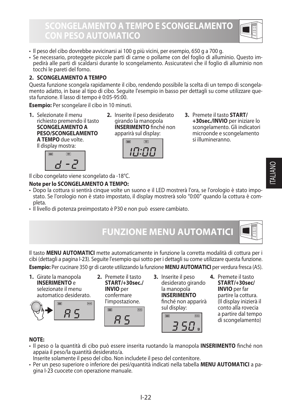 Funzione menu automatici, It aliano | Sharp R-982STWE User Manual | Page 103 / 266