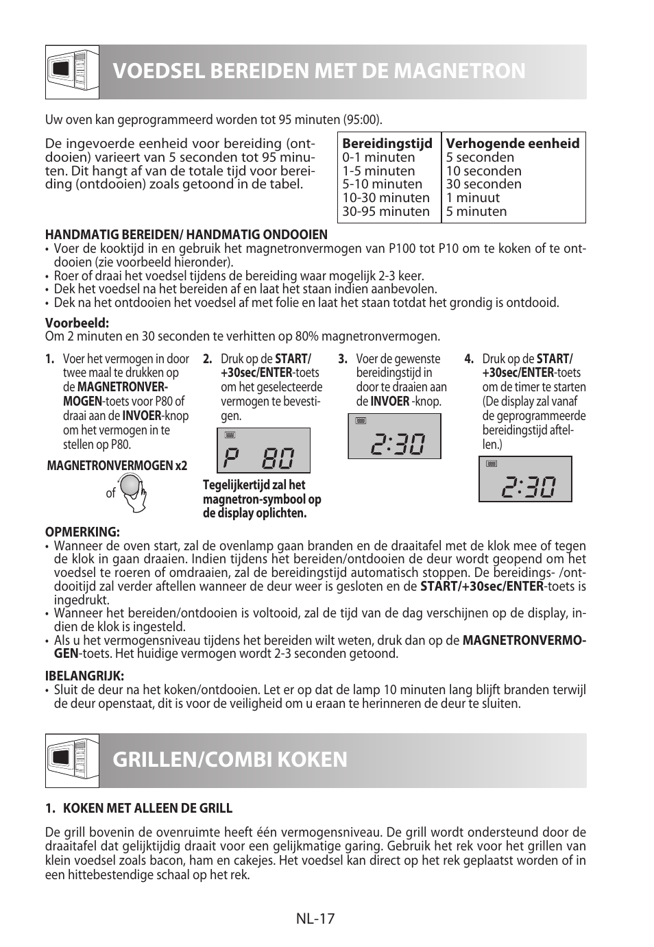 Voedsel bereiden met de magnetron, Grillen/combi koken | Sharp R-982STWE User Manual | Page 124 / 266