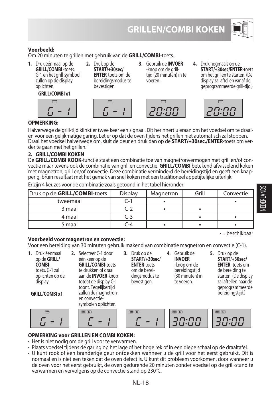 Grillen/combi koken, Nederlands | Sharp R-982STWE User Manual | Page 125 / 266