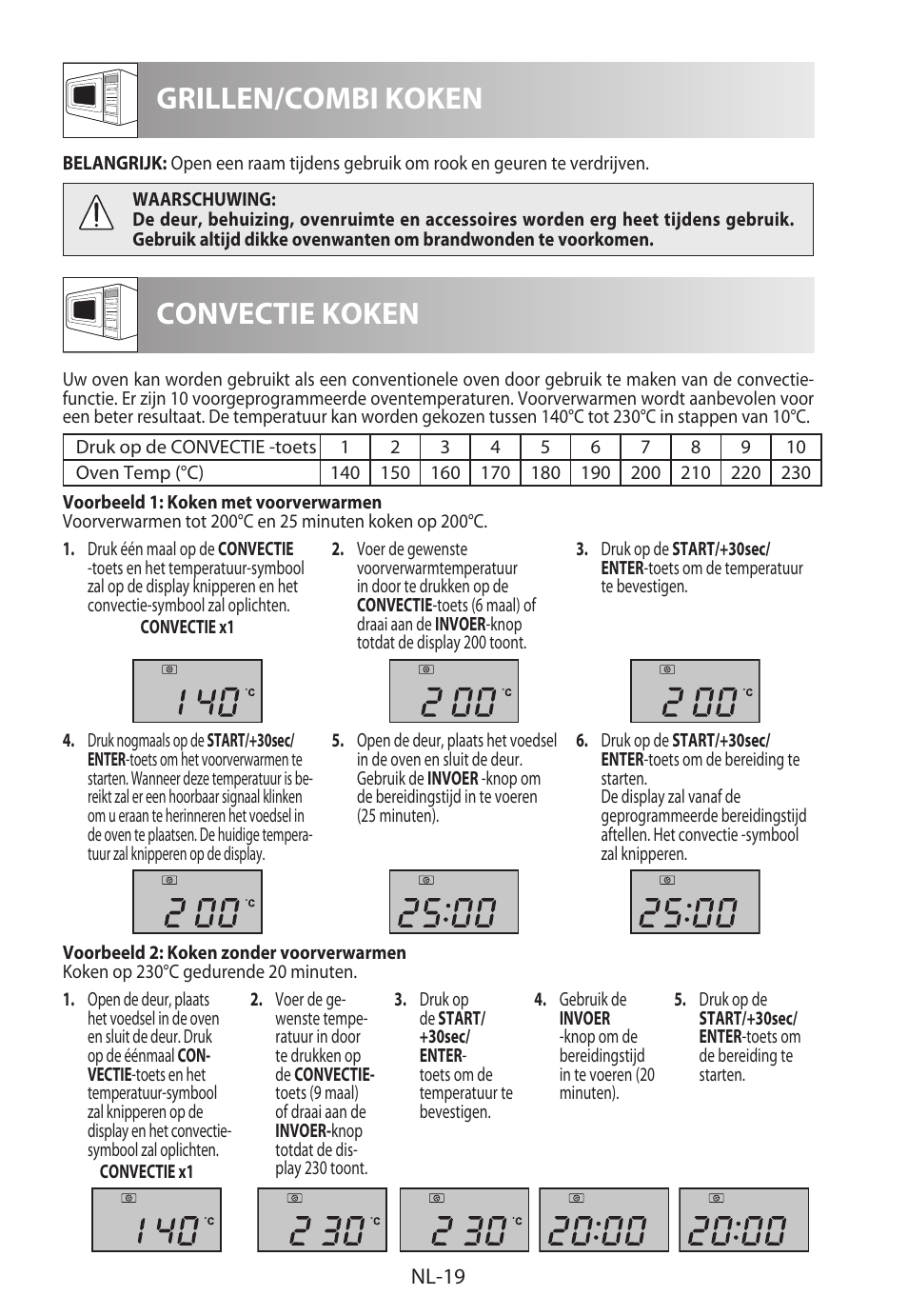 Grillen/combi koken, Convectie koken | Sharp R-982STWE User Manual | Page 126 / 266