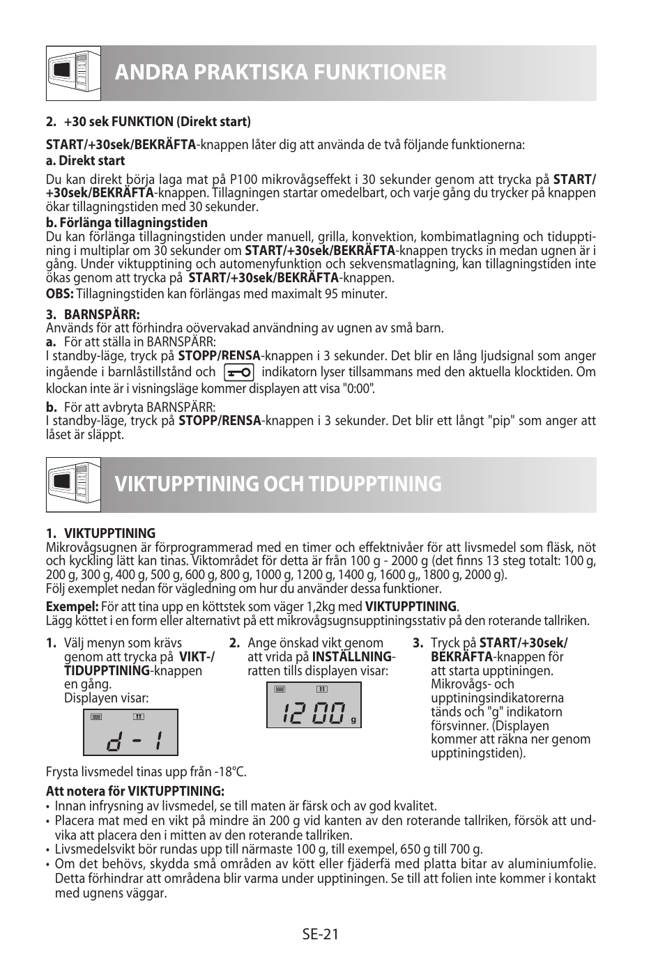 Andra praktiska funktioner, Viktupptining och tidupptining | Sharp R-982STWE User Manual | Page 154 / 266