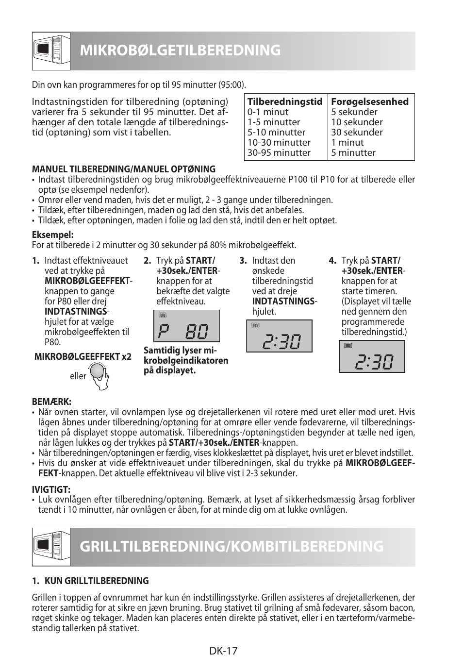 Mikrobølgetilberedning, Grilltilberedning/kombitilberedning | Sharp R-982STWE User Manual | Page 176 / 266