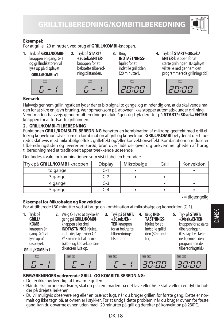 Grilltilberedning/kombitilberedning, Da ns k | Sharp R-982STWE User Manual | Page 177 / 266