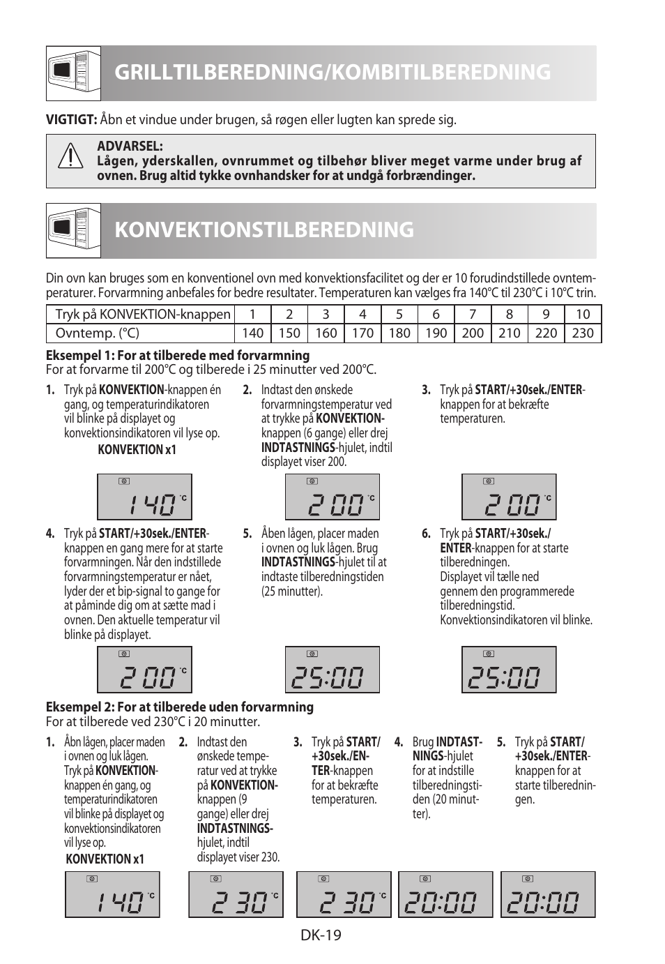 Grilltilberedning/kombitilberedning, Konvektionstilberedning | Sharp R-982STWE User Manual | Page 178 / 266