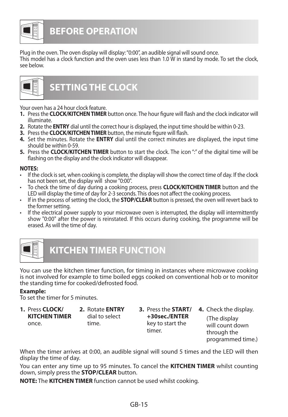 Before operation setting the clock, Kitchen timer function | Sharp R-982STWE User Manual | Page 252 / 266