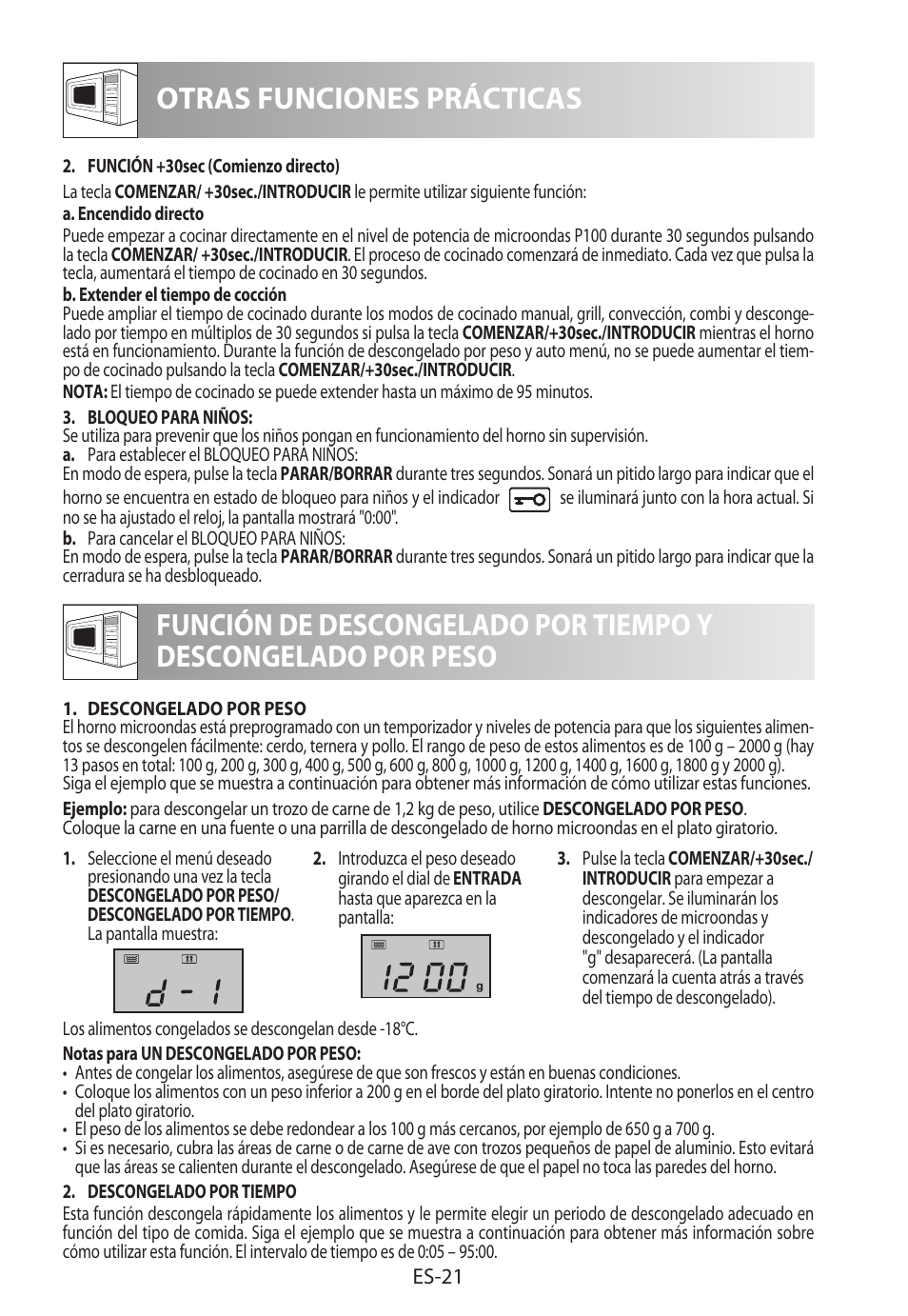 Otras funciones prácticas | Sharp R-982STWE User Manual | Page 50 / 266