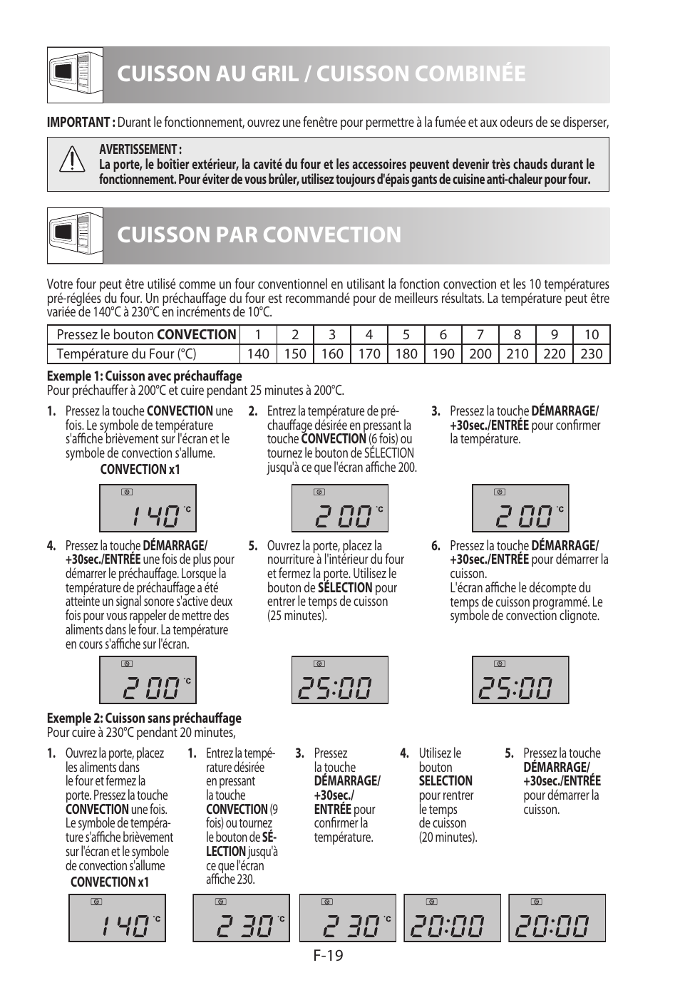 Cuisson au gril / cuisson combinée, Cuisson par convection | Sharp R-982STWE User Manual | Page 74 / 266