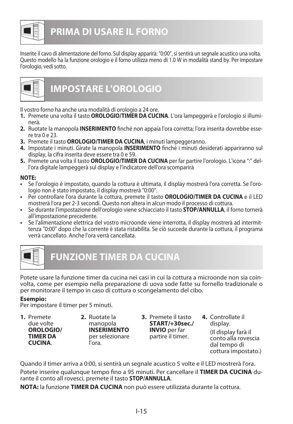 Prima di usare il forno impostare l'orologio, Funzione timer da cucina | Sharp R-982STWE User Manual | Page 96 / 266