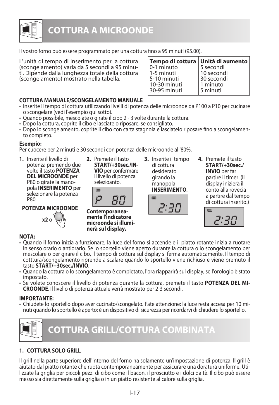 Cottura a microonde, Cottura grill/cottura combinata | Sharp R-982STWE User Manual | Page 98 / 266