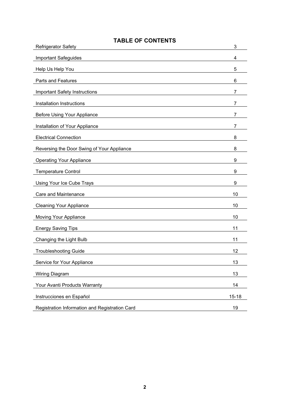 Avanti FF999PS User Manual | Page 2 / 20
