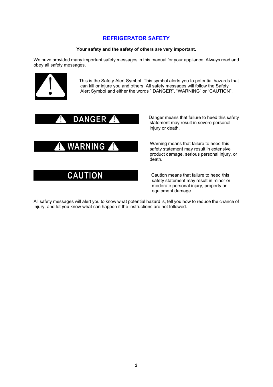 A danger a, Warning, Caution | Avanti FF999PS User Manual | Page 3 / 20