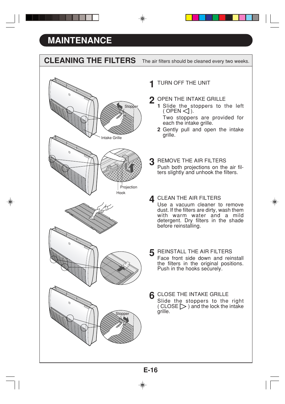 Maintenance, Cleaning the filters | Sharp GS-XPM12FR User Manual | Page 18 / 104