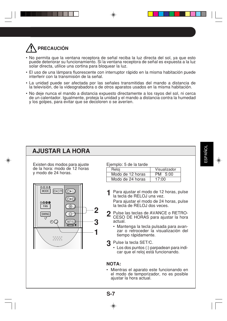 Ajustar la hora | Sharp GS-XPM12FR User Manual | Page 29 / 104