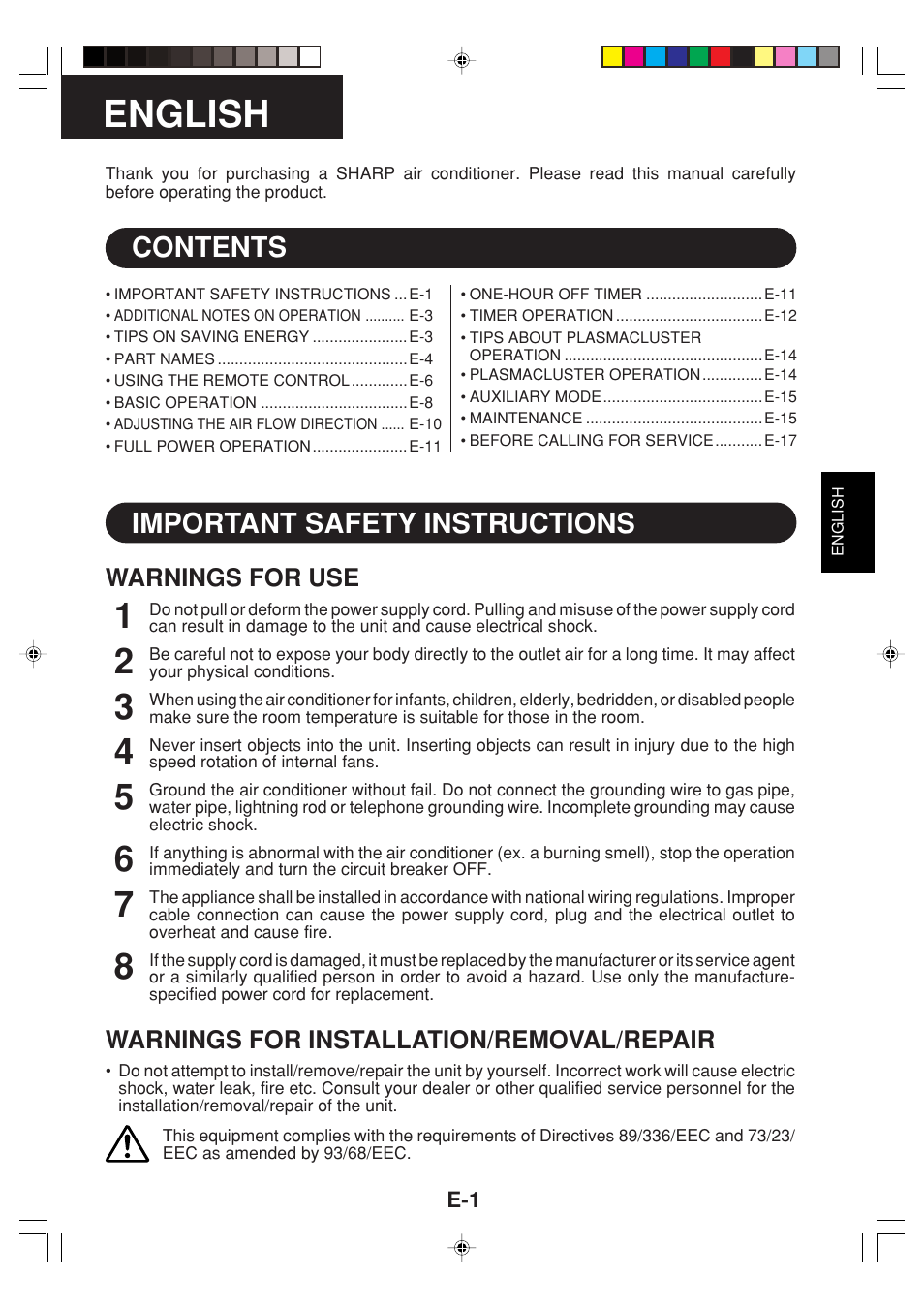 Sharp GS-XPM12FR User Manual | Page 3 / 104