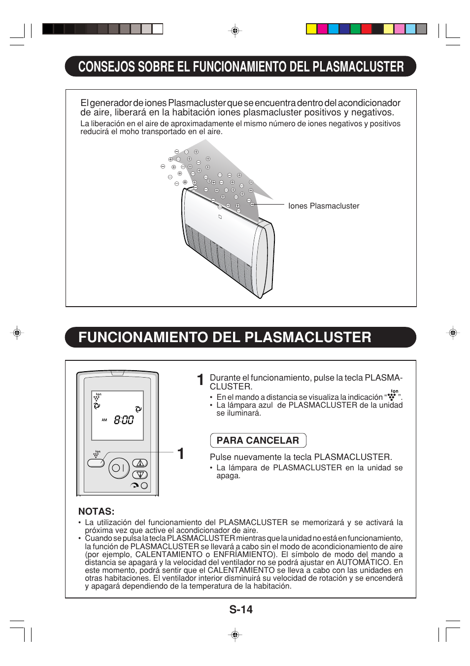 Consejos sobre el funcionamiento del plasmacluster, Funcionamiento del plasmacluster | Sharp GS-XPM12FR User Manual | Page 36 / 104