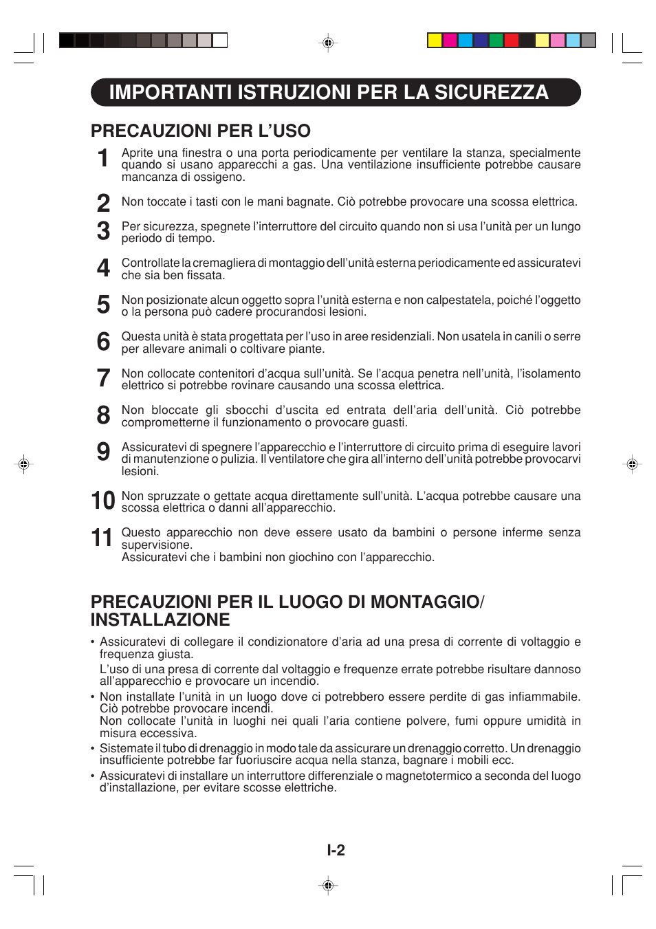 Importanti istruzioni per la sicurezza | Sharp GS-XPM12FR User Manual | Page 44 / 104