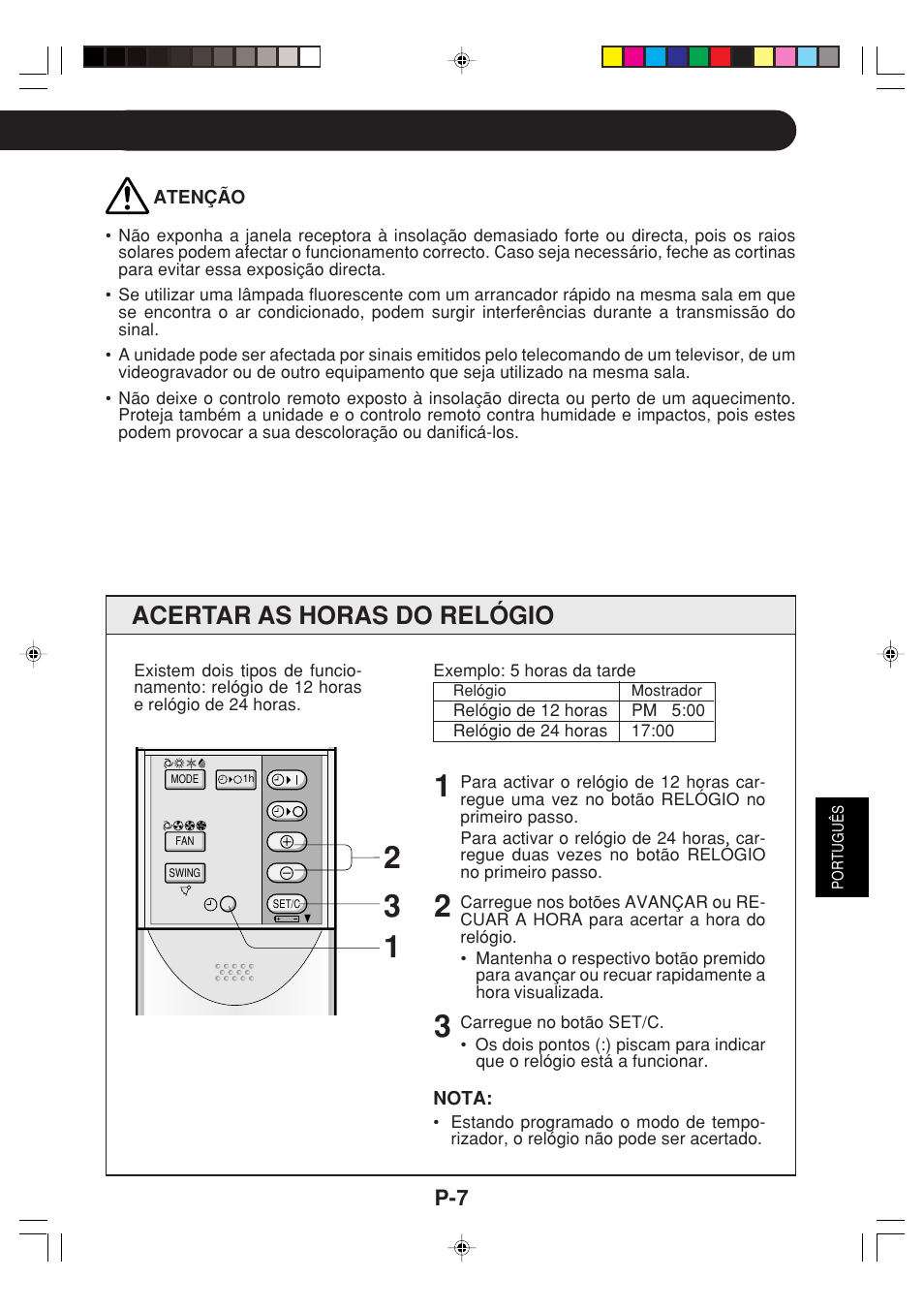 Acertar as horas do relógio | Sharp GS-XPM12FR User Manual | Page 69 / 104