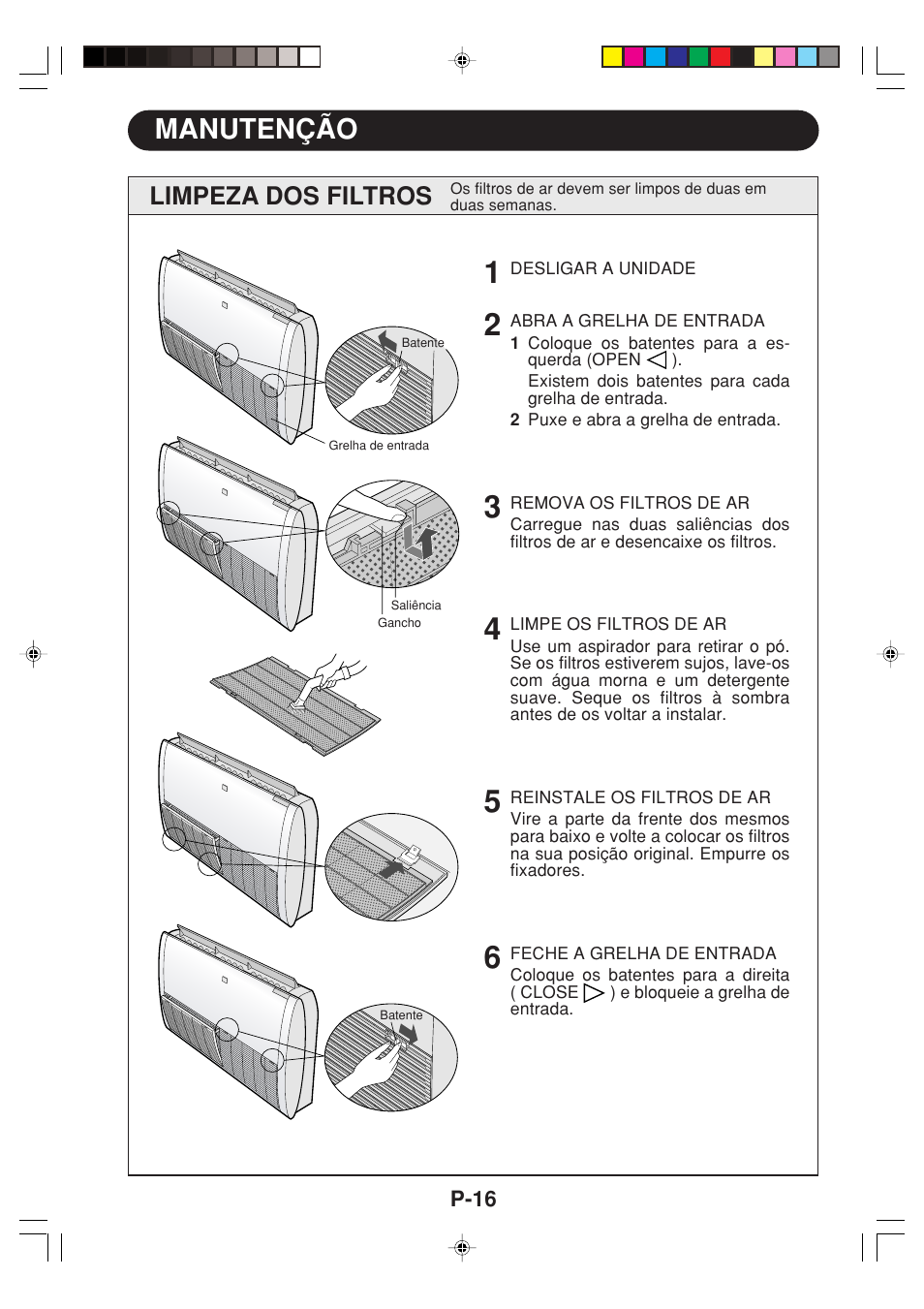 Manutenção, Limpeza dos filtros | Sharp GS-XPM12FR User Manual | Page 78 / 104