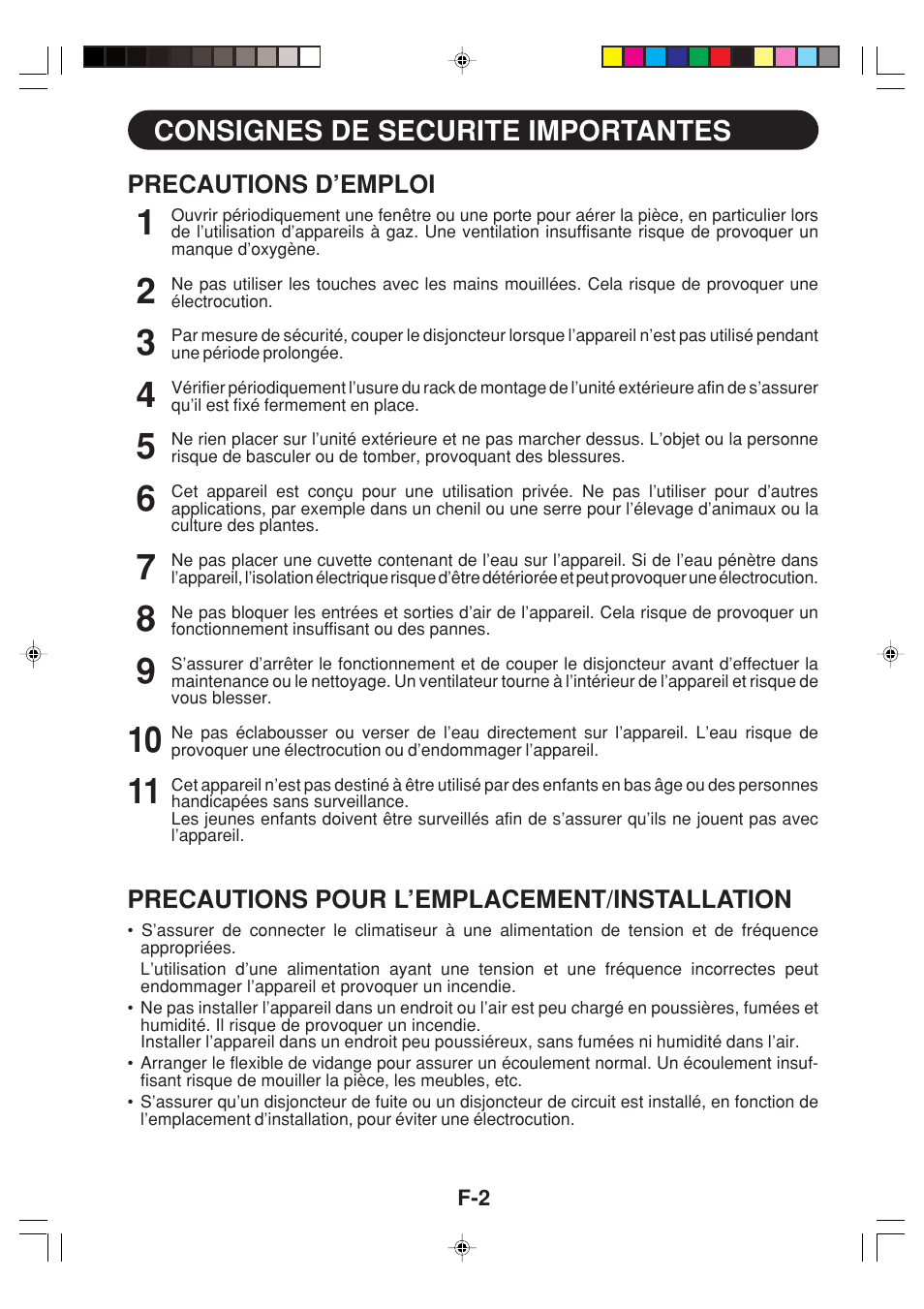 Consignes de securite importantes | Sharp GS-XPM12FR User Manual | Page 84 / 104