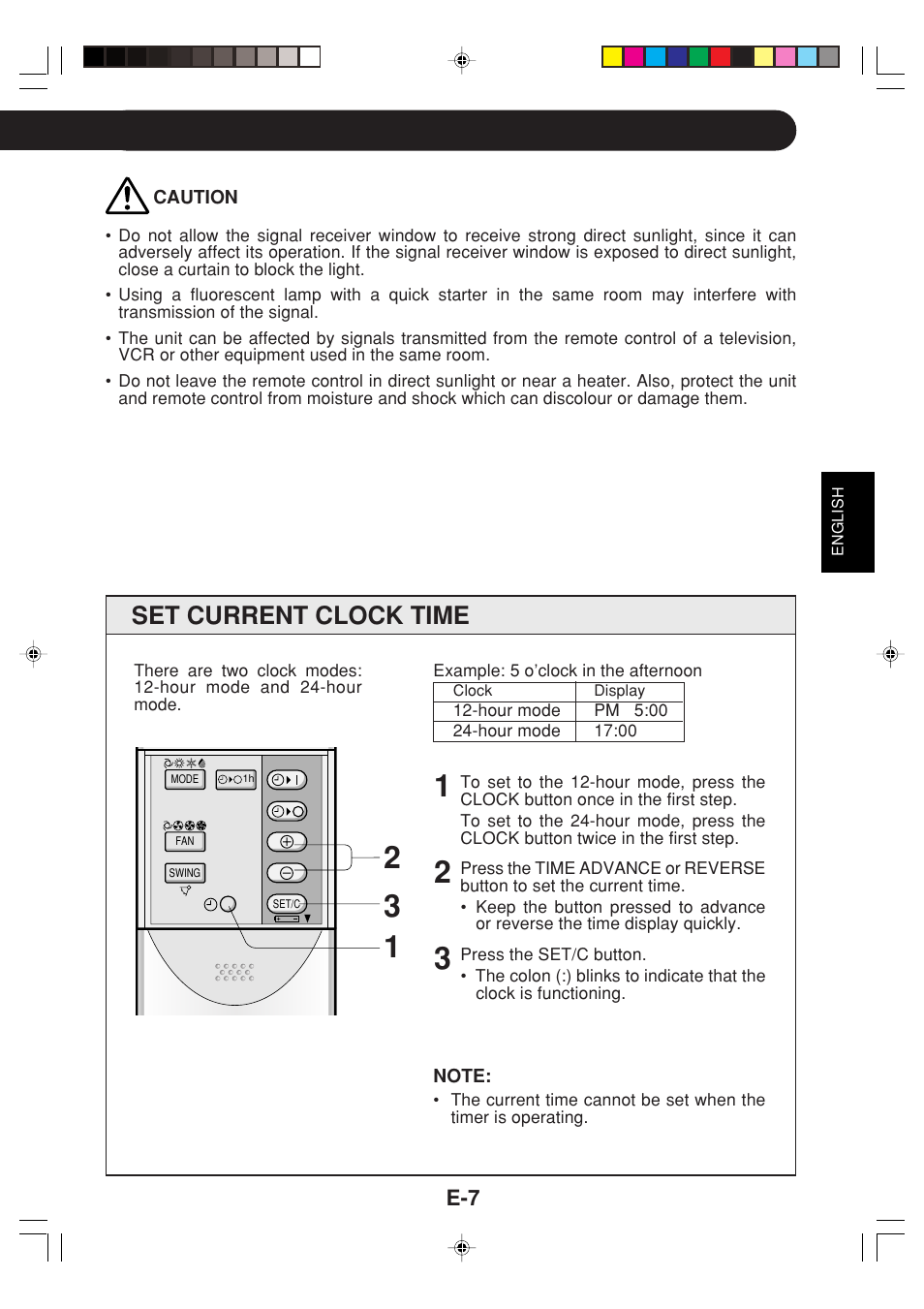 Set current clock time | Sharp GS-XPM12FR User Manual | Page 9 / 104