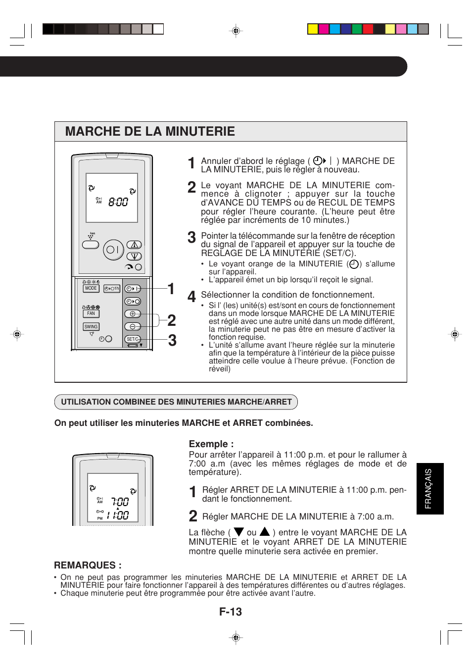 Marche de la minuterie | Sharp GS-XPM12FR User Manual | Page 95 / 104