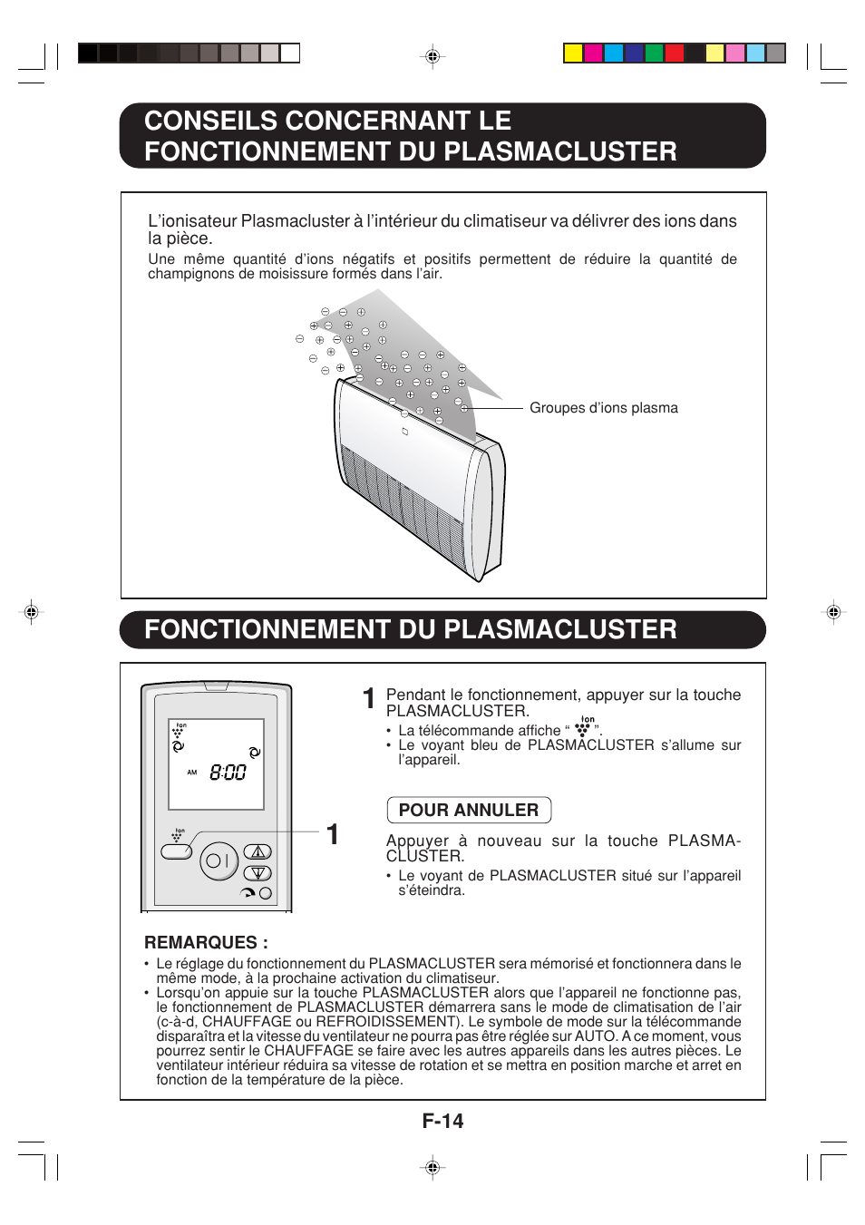 Fonctionnement du plasmacluster | Sharp GS-XPM12FR User Manual | Page 96 / 104