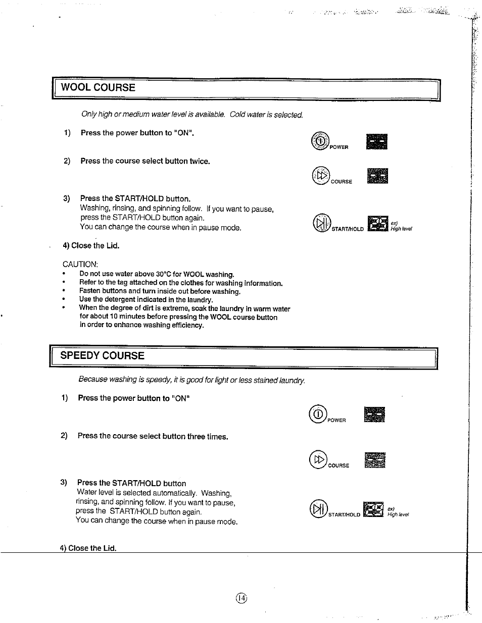 Wool course, Speedy course | Avanti W751SC User Manual | Page 14 / 31