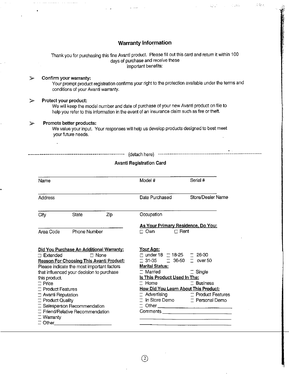 Avanti W751SC User Manual | Page 2 / 31