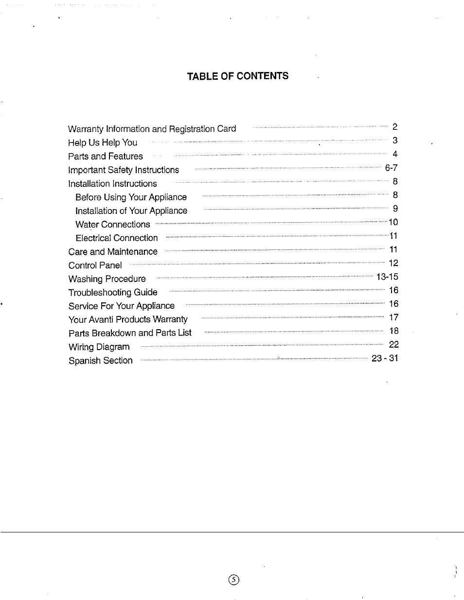 Avanti W751SC User Manual | Page 5 / 31
