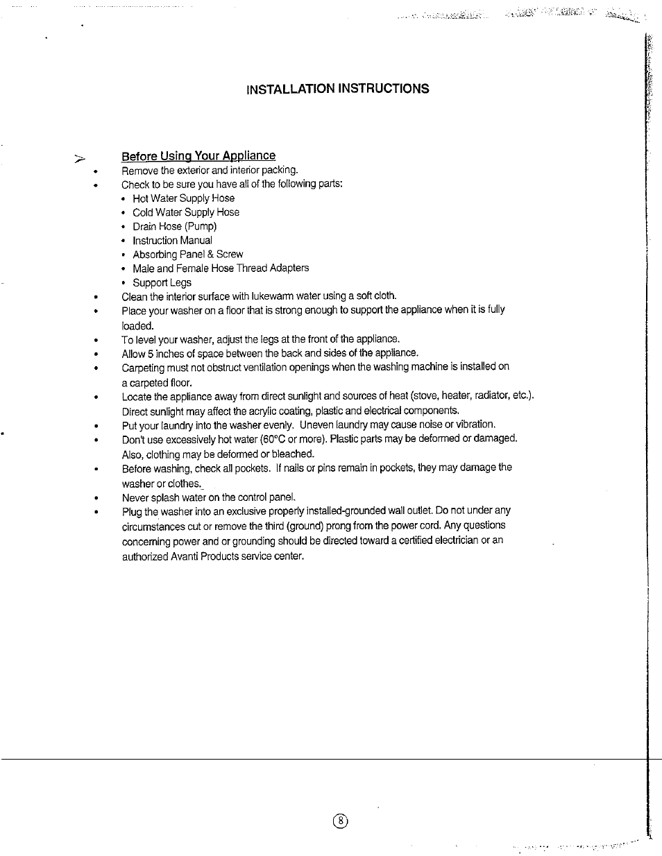 Before using your appliance | Avanti W751SC User Manual | Page 8 / 31