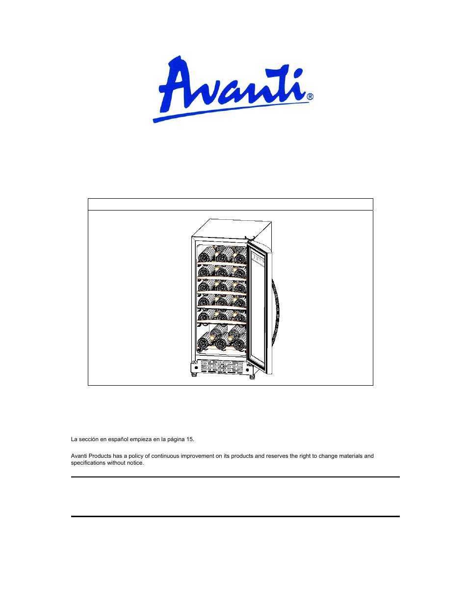 Avanti WC30SSR User Manual | 20 pages