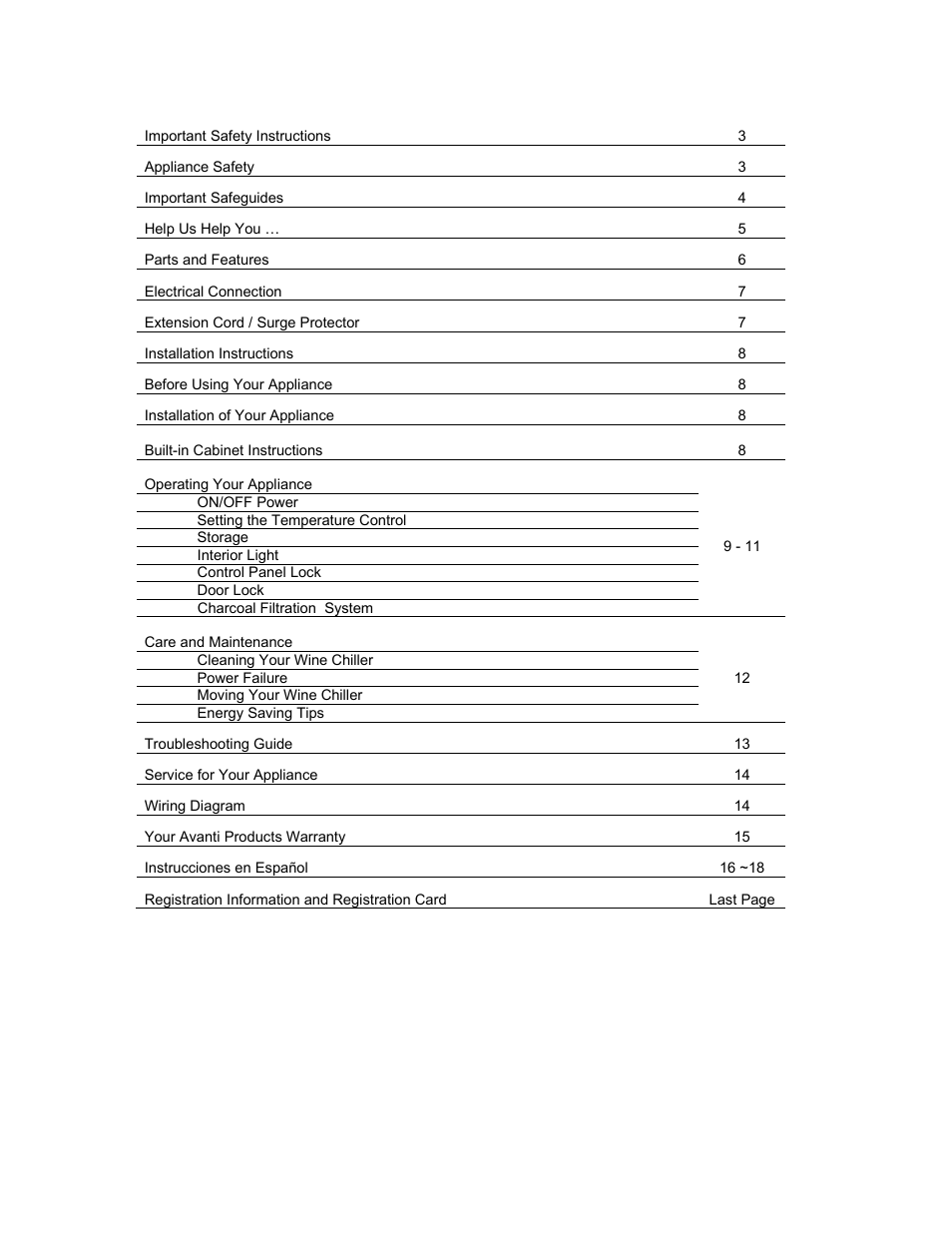 Avanti WC30SSR User Manual | Page 2 / 20