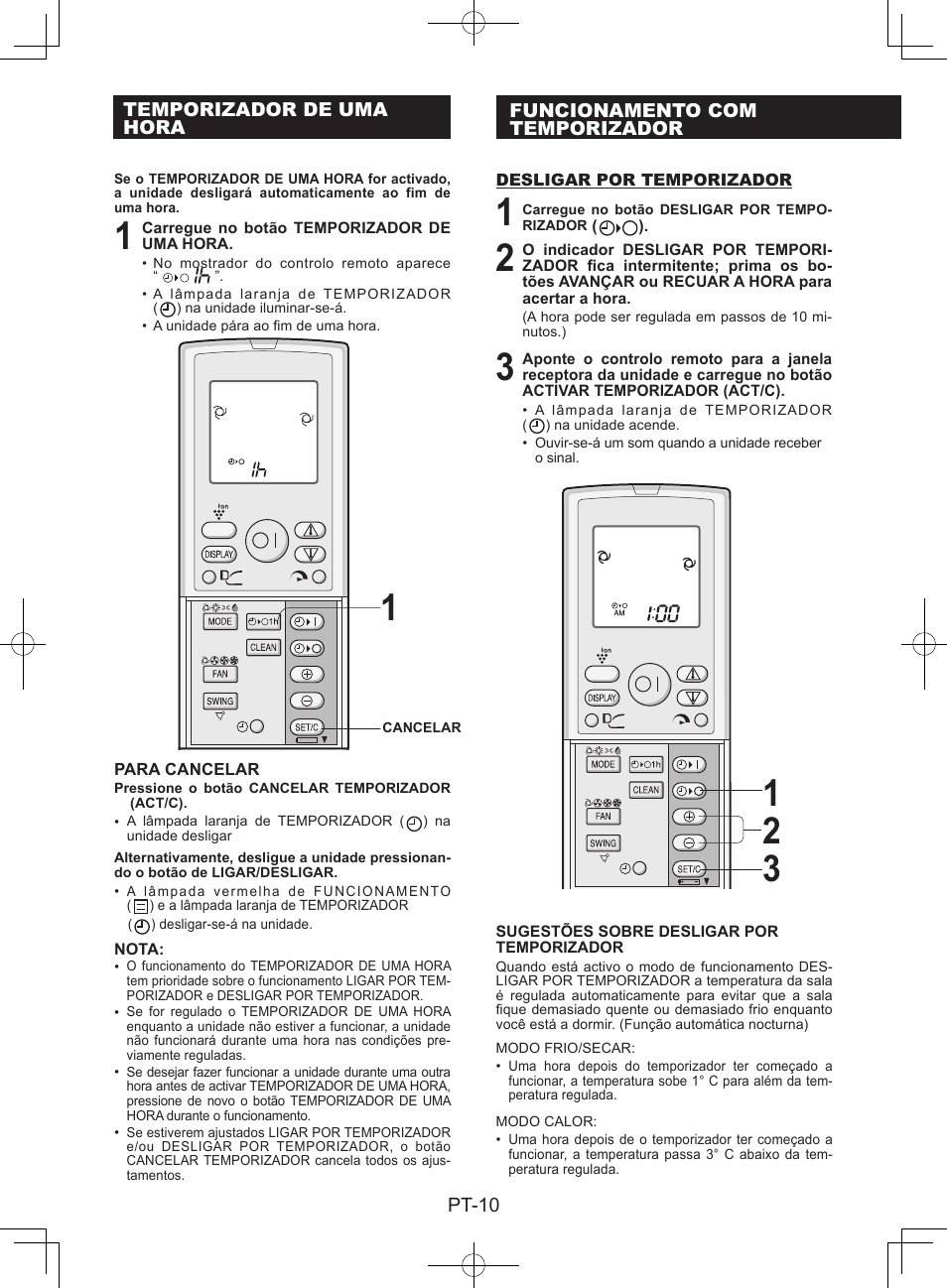 Temporizador de umahora, Funcionamento comtemporizador | Sharp AY-XPC9JR User Manual | Page 108 / 116