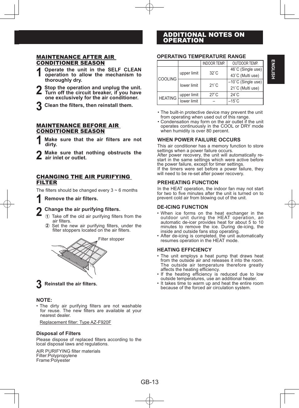 Additional notes onoperation | Sharp AY-XPC9JR User Manual | Page 15 / 116