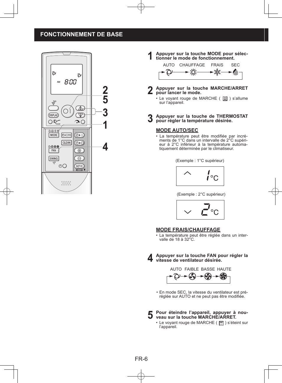 Fonctionnement de base | Sharp AY-XPC9JR User Manual | Page 24 / 116