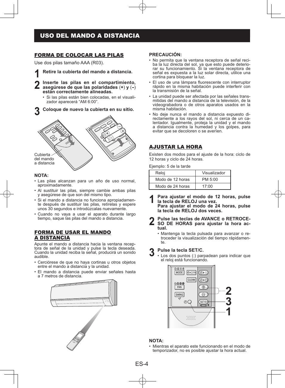 Uso del mando a distancia | Sharp AY-XPC9JR User Manual | Page 38 / 116