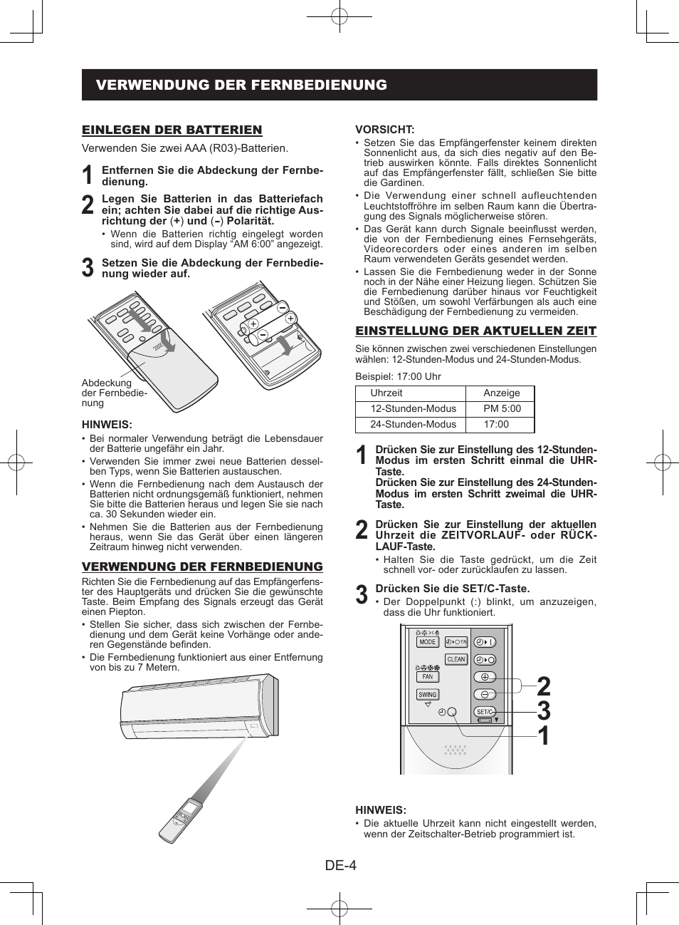 Verwendung der fernbedienung | Sharp AY-XPC9JR User Manual | Page 70 / 116