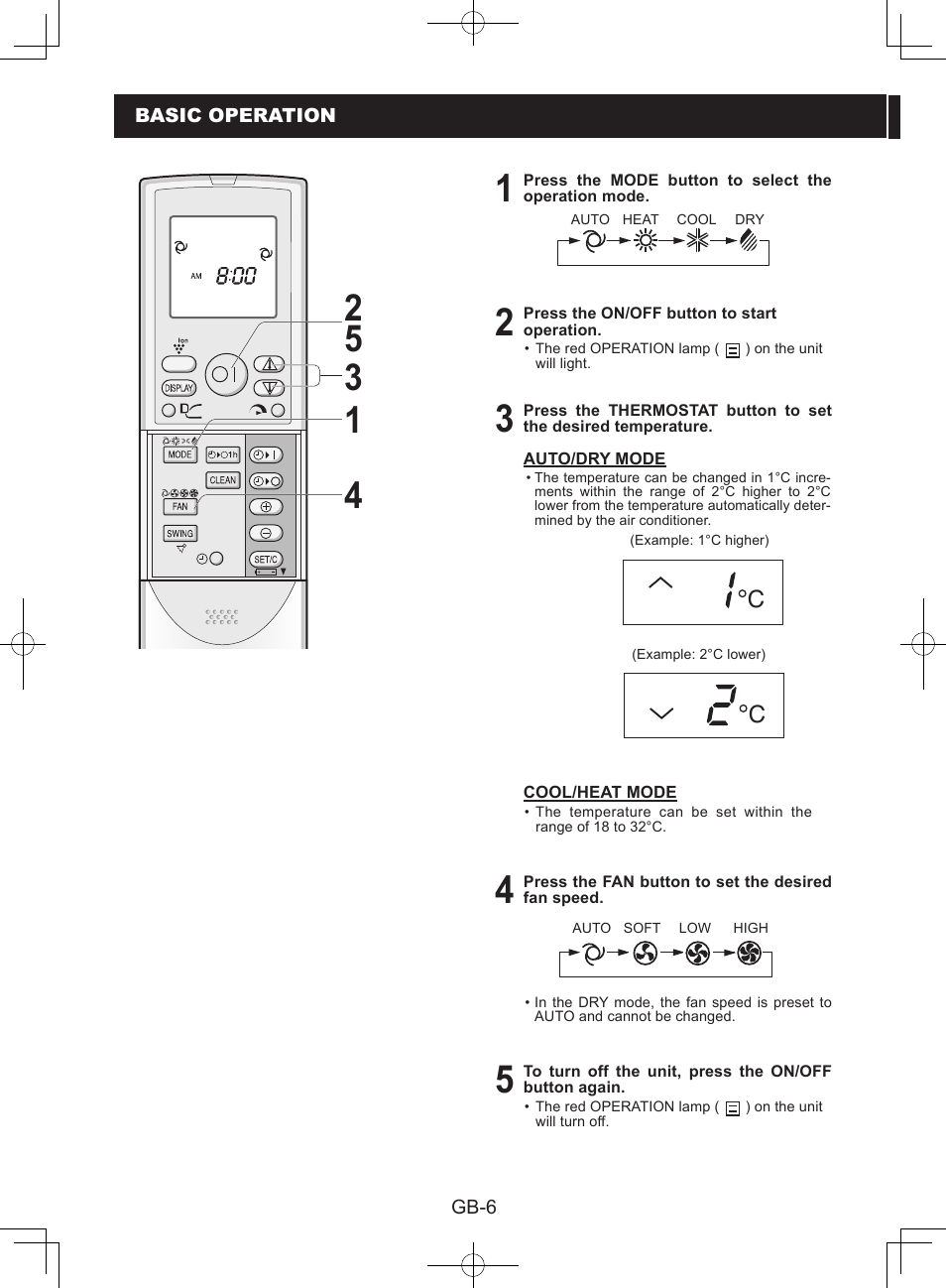 Basic operation | Sharp AY-XPC9JR User Manual | Page 8 / 116