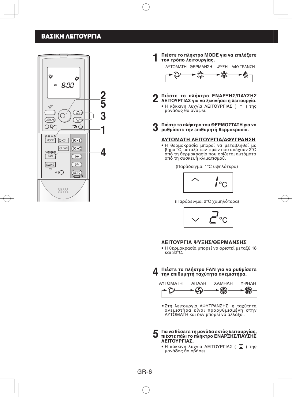 Βασικη λειτoυργια | Sharp AY-XPC9JR User Manual | Page 88 / 116