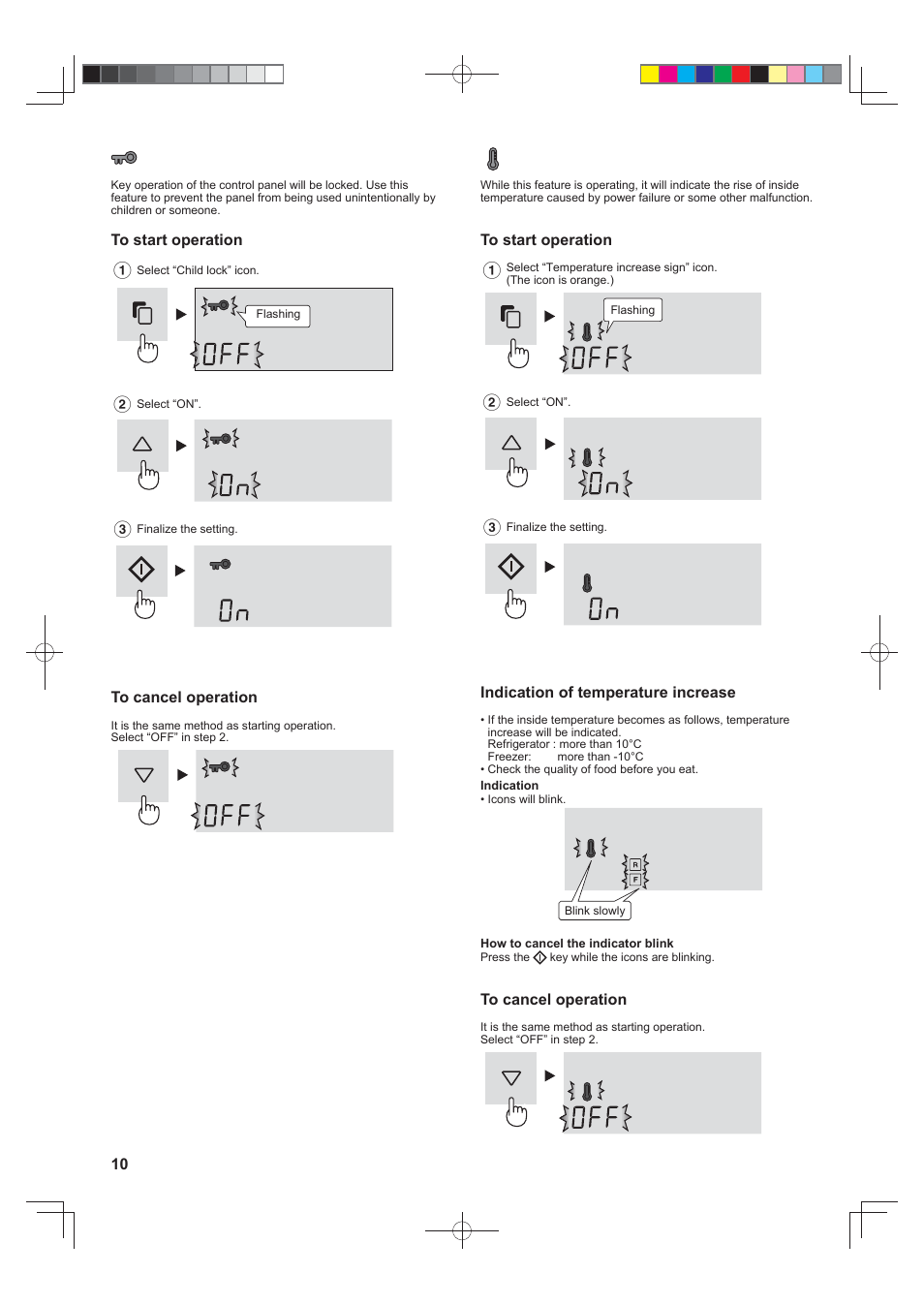 Child lock, Temperature increase sign | Sharp SJ-FJ810VBK User Manual | Page 10 / 232